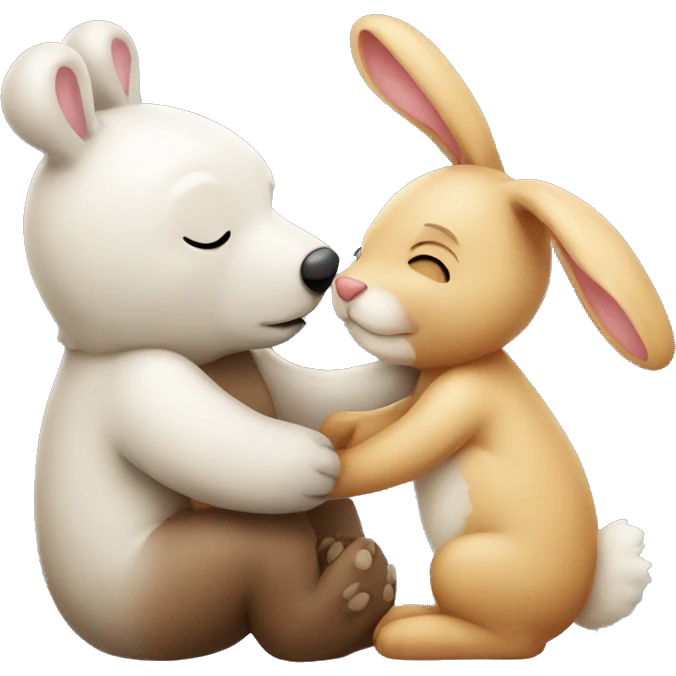 bear and bunny kissing emoji
