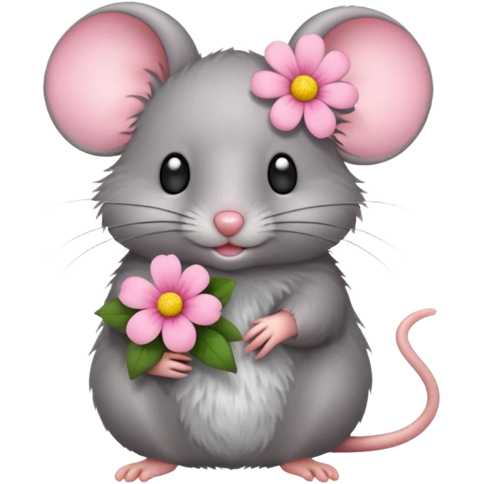 une petite souris avec une fleur emoji