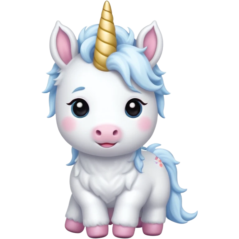 baby white unicorn, chibi full body emoji