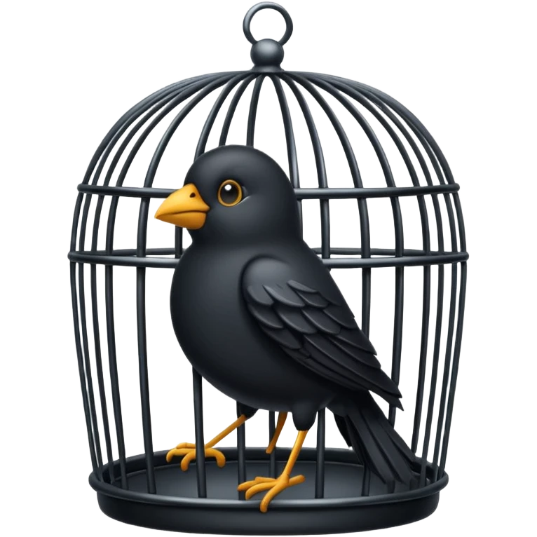 black bird in cage emoji