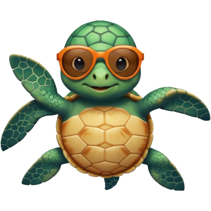 Wild SeaTurtle wearing  swimsuit and sun glasses emoji