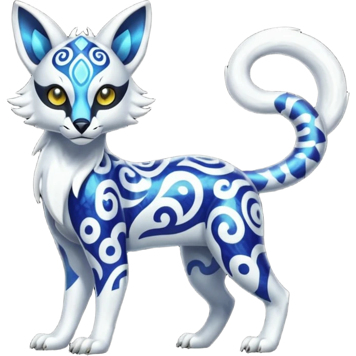 Shiny esoteric patterned Genet-Absol-Zeraora-Primagen-fusion-creature  emoji