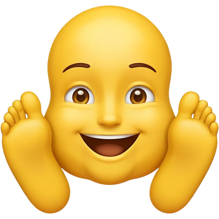 Make a smiling emoji with feet sticking out and hands under its chin emoji