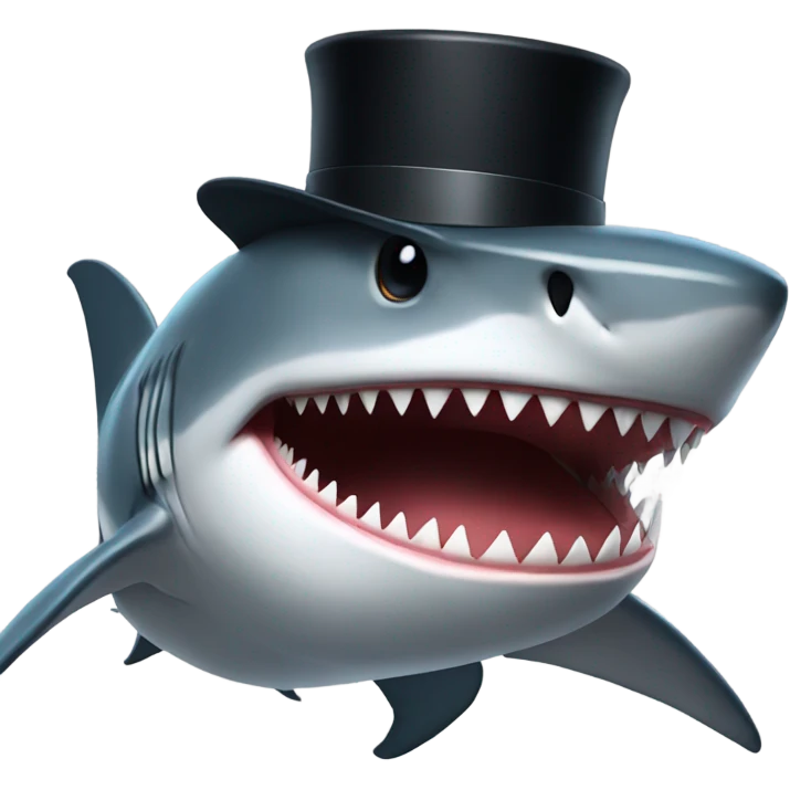 Shark with a top hat emoji