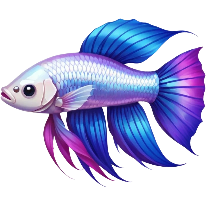 A white beta fish with blue purple and pink fins  emoji