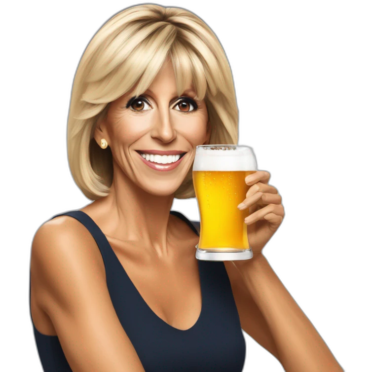 Brigitte Macron avec une bière emoji