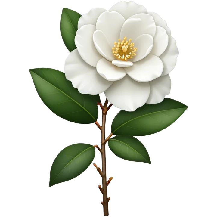 single Camelia japonica, straight stem emoji