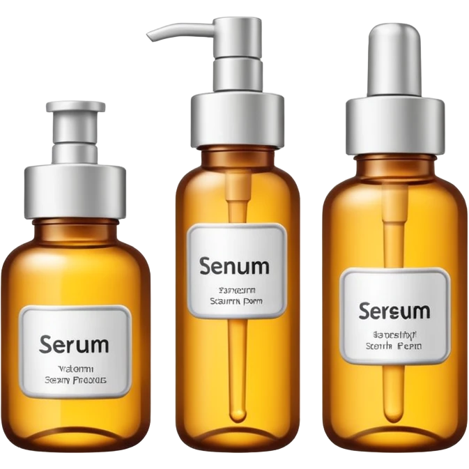 emoji of three beauty products (tube, serum, jar), with luxury labels, minimalistic but luxury design (realistic) emoji