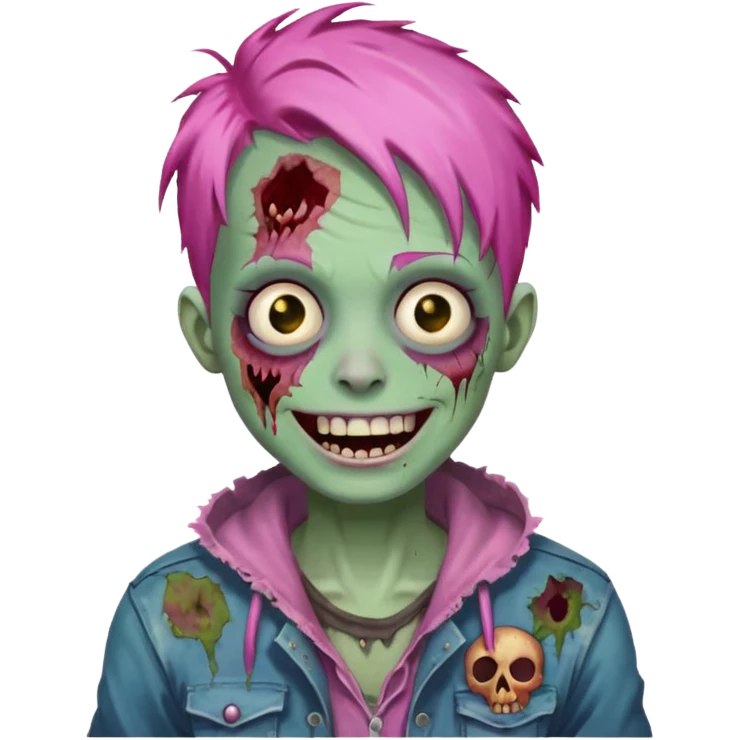 happy zoombie pink hair emoji