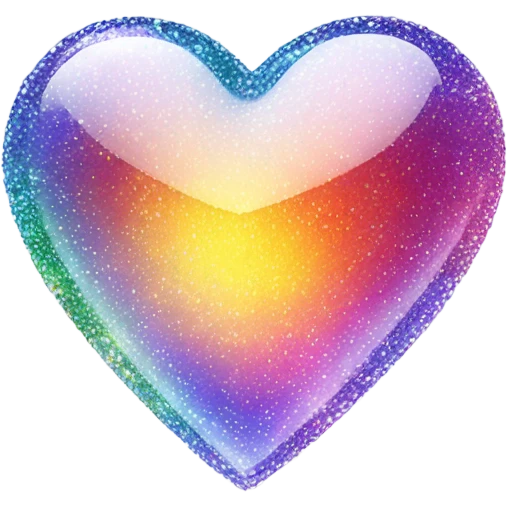 A transparent glass, colorful sparkle heart emoji