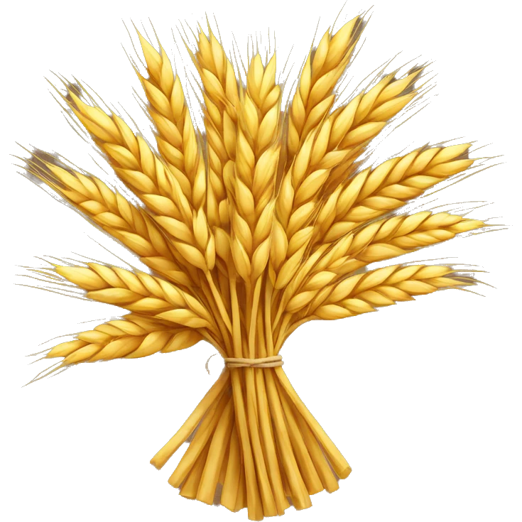 A bundle of wheat, with a happy face e mo o ji emoji