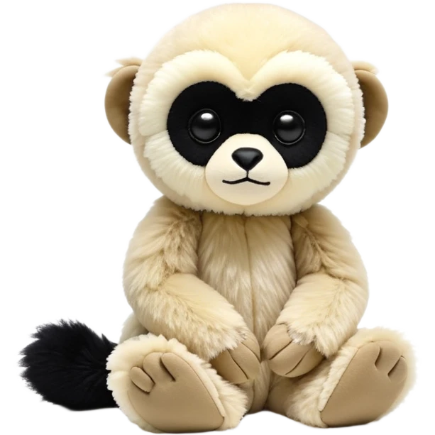 baby black lar gibbon jellycat stuffed animal plush, soft and cute, kawaii, tiny beady black eyes emoji