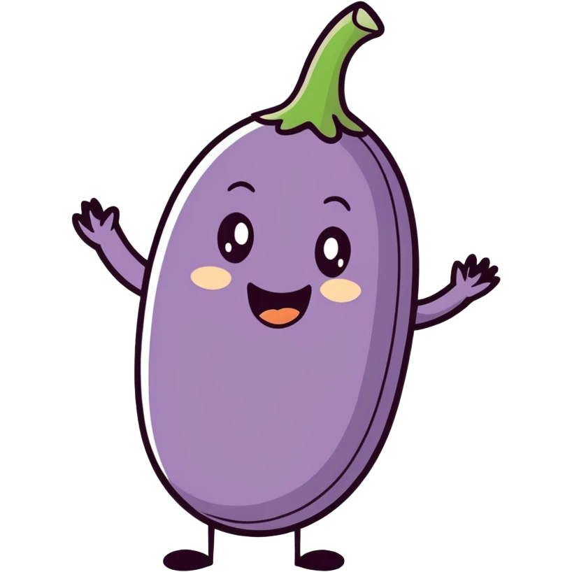 Eggplant waving hi emoji