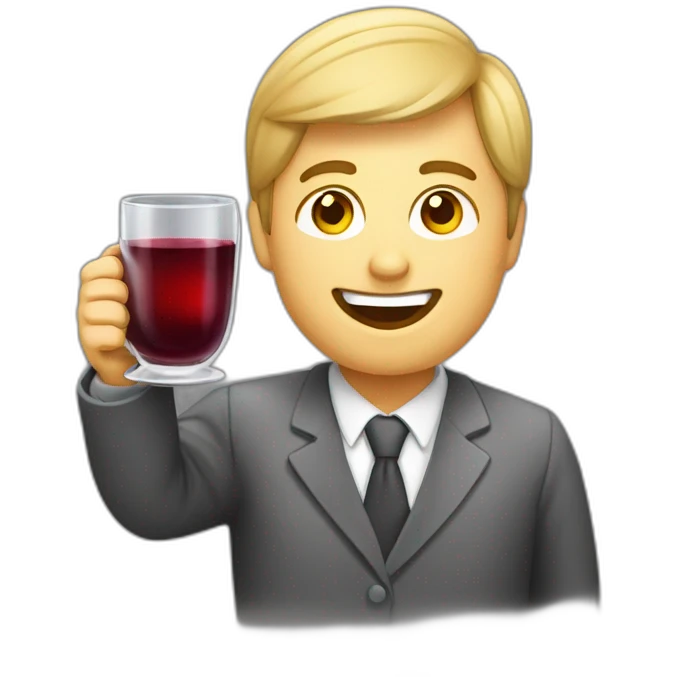 Happy-Office-worker-drinking-Mulled-Wine emoji
