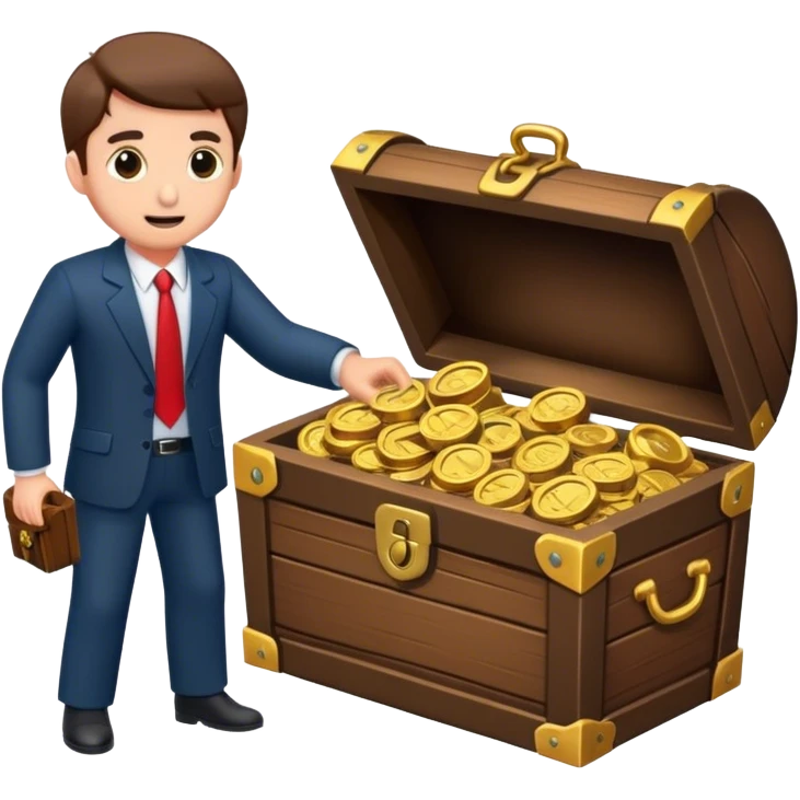 business man opening treasure chest emoji