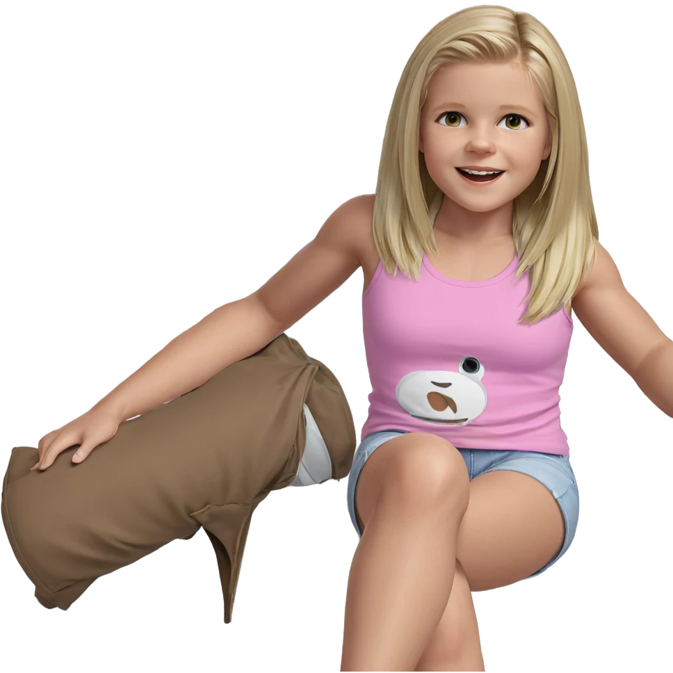 blonde girl sitting in shorts emoji