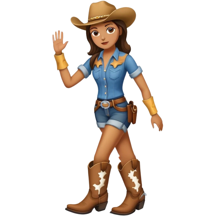 A woman with a broken leg wearing cowboy boots  emoji