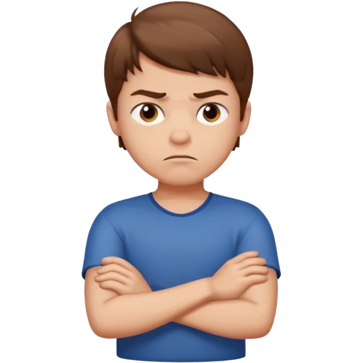 displeased boy with arms crossed emoji