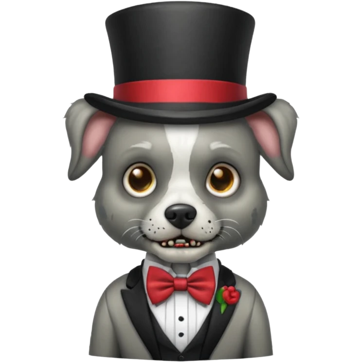 zombie dog with bow tie and top hat emoji