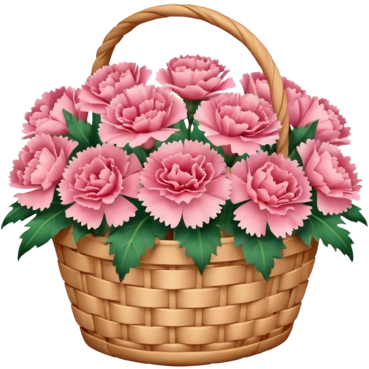 basket of carnations flowers, soft pastels emoji