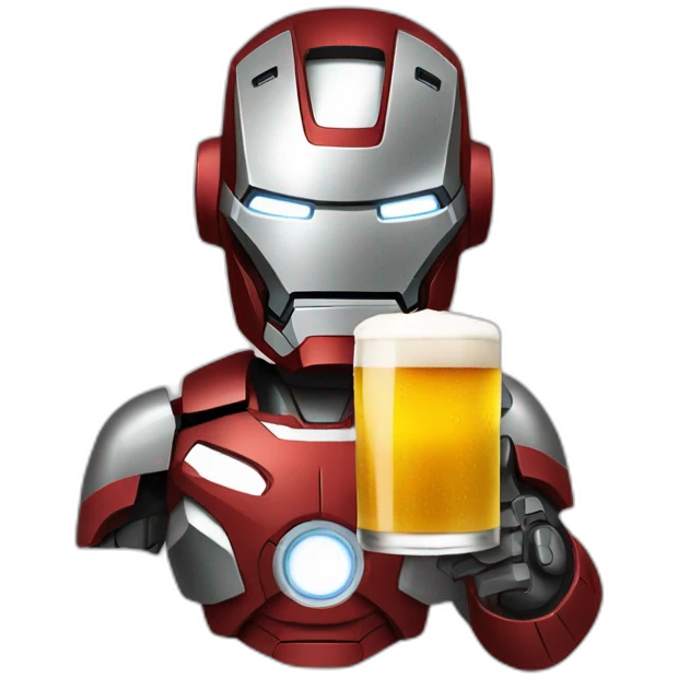 Iron man qui boie une bière emoji