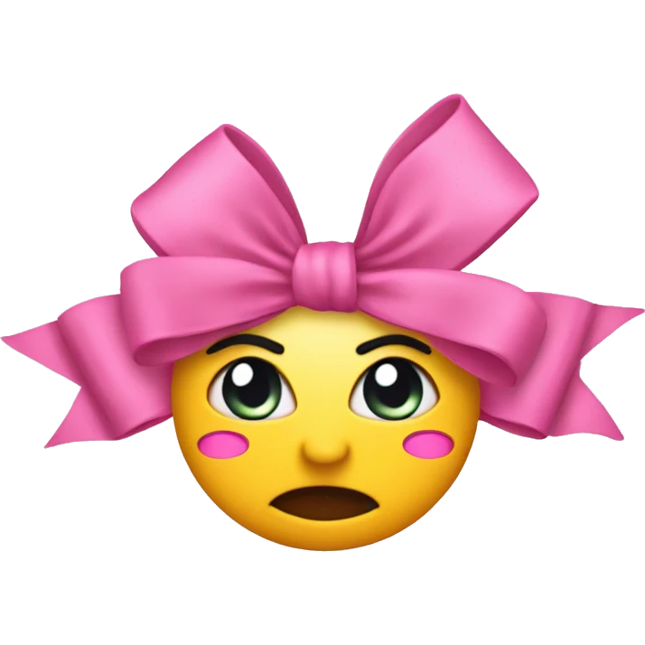 Rolling eyes emoji with a pink coquette bow on head emoji