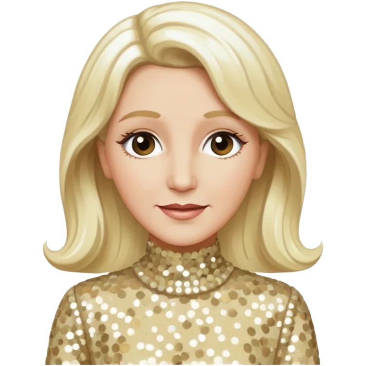 Patty Andrews from The Andrews Sisters with long platinum blonde hair, cream sequin outfit emoji