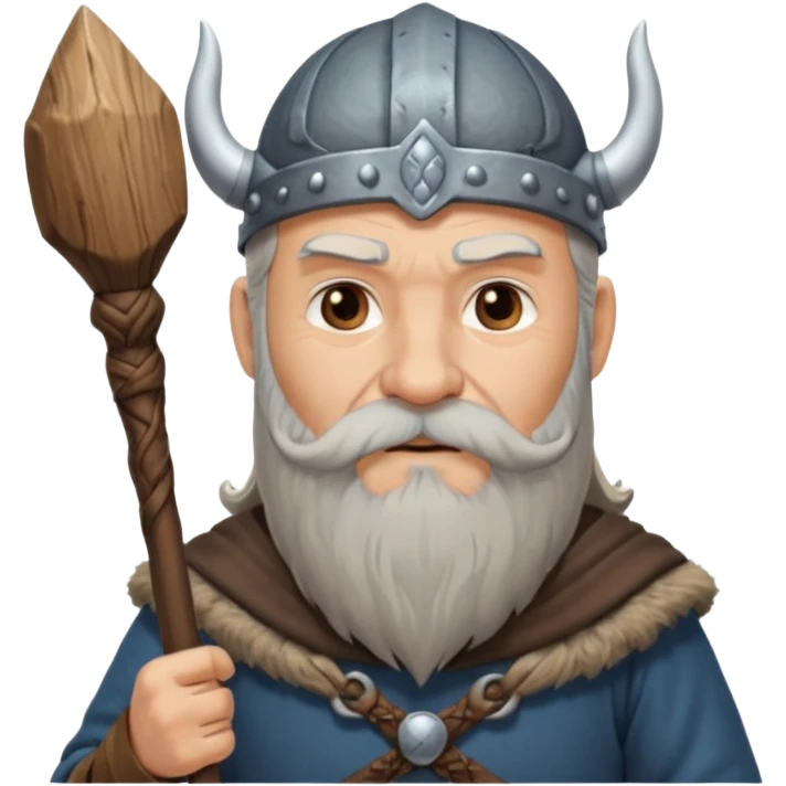 Old viking chief with long beard and staff emoji