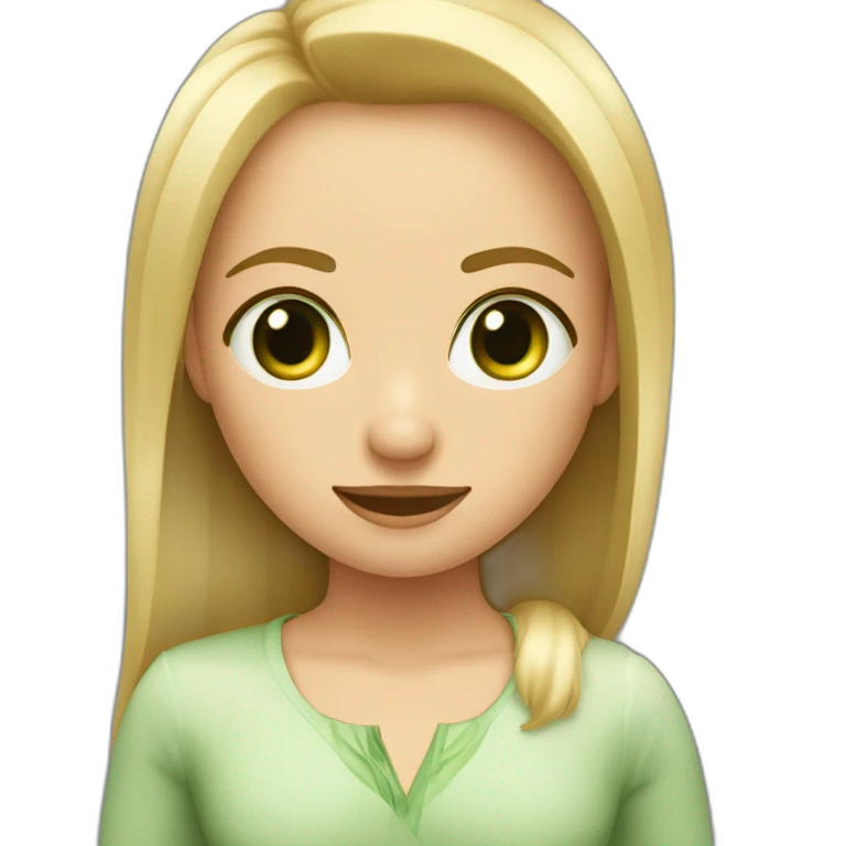 Rubia pelo por arriba de los hombros y liso con los ojos verdes verdes y guapa emoji