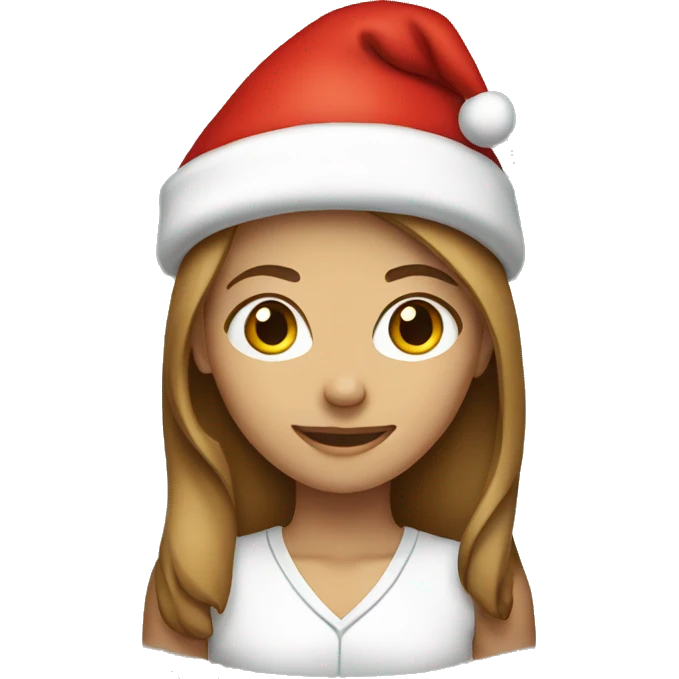 Light brown haired teenage girl wearing a Santa hat emoji