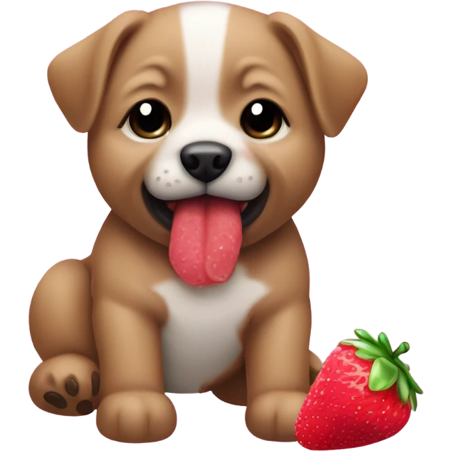 Perrito bebé gordito con una fresa  emoji