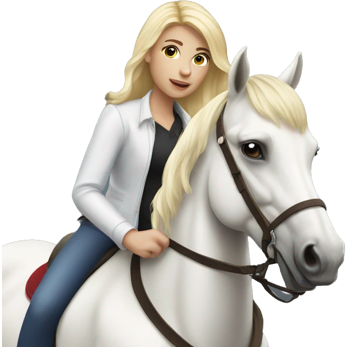 Girl with blonde hair riding a white horse emoji