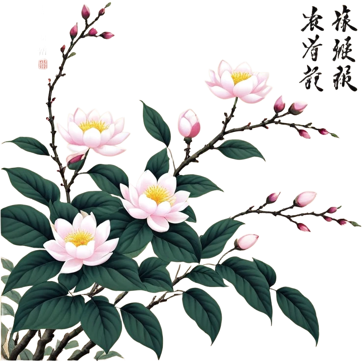 粉红牡丹花花，圆滚滚身体，脸颊通红，表情紧张的样子 emoji