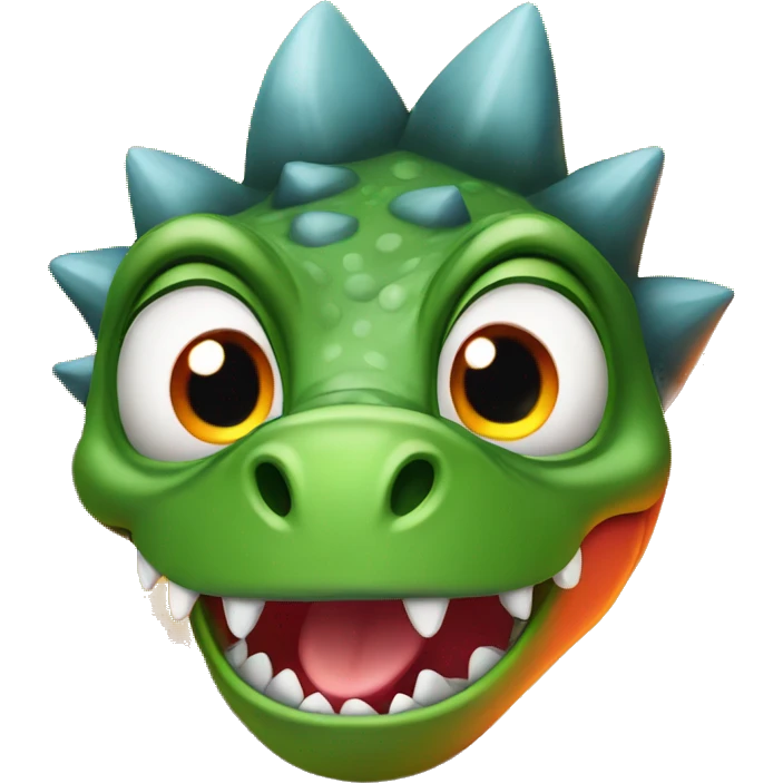 dinosaur is angry in the eyes of fire emoji
