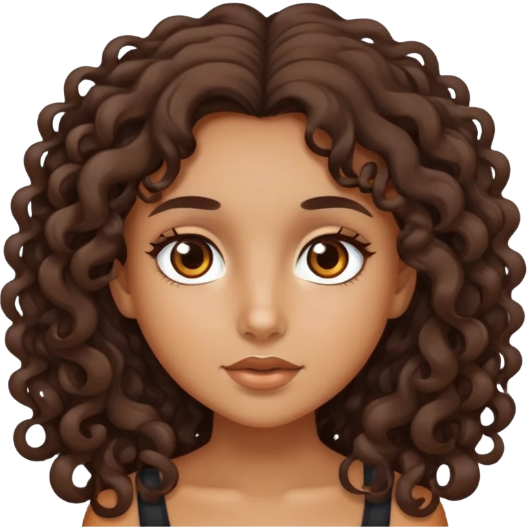 tan girl with long curly dark brown hair emoji