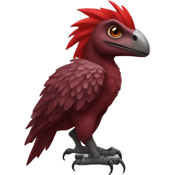 Maroon raptor with red mane emoji