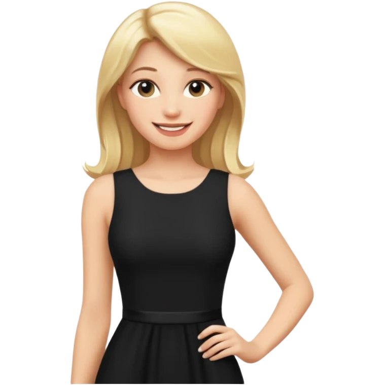 Blonde women, Long black tight sleveless dress emoji