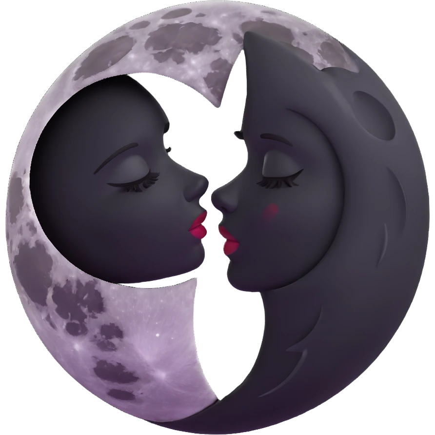 full moon kissing dark moon emoji