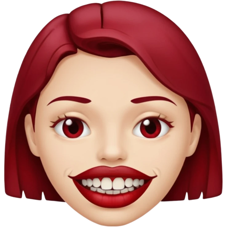 Close-up mouth with parted lips, teeth stained dark red, erotic menace emoji