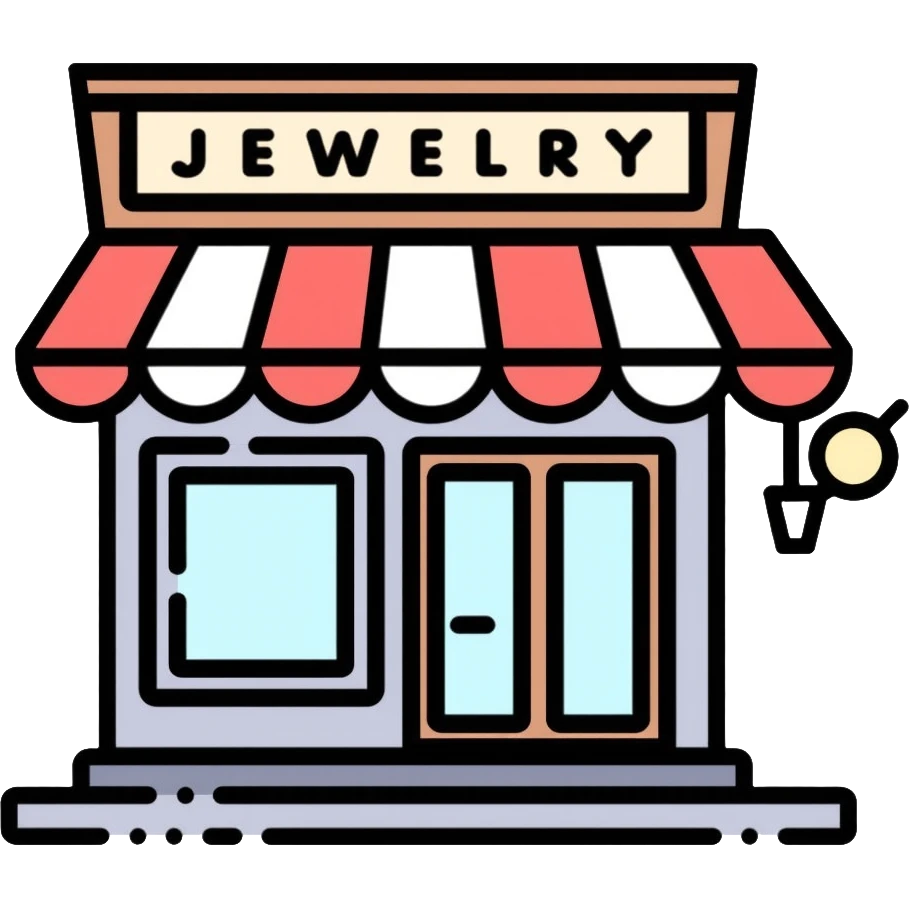 Jewelry shop building with sign emoji