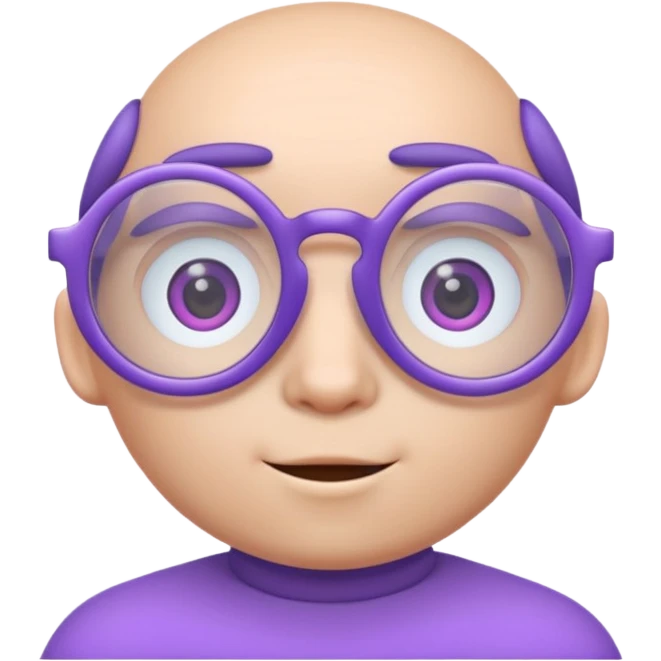 A 3D cartoon lavender-purple round spectacle with thin circular rims, clear lenses, soft shadow, Memoji-style rendering. emoji
