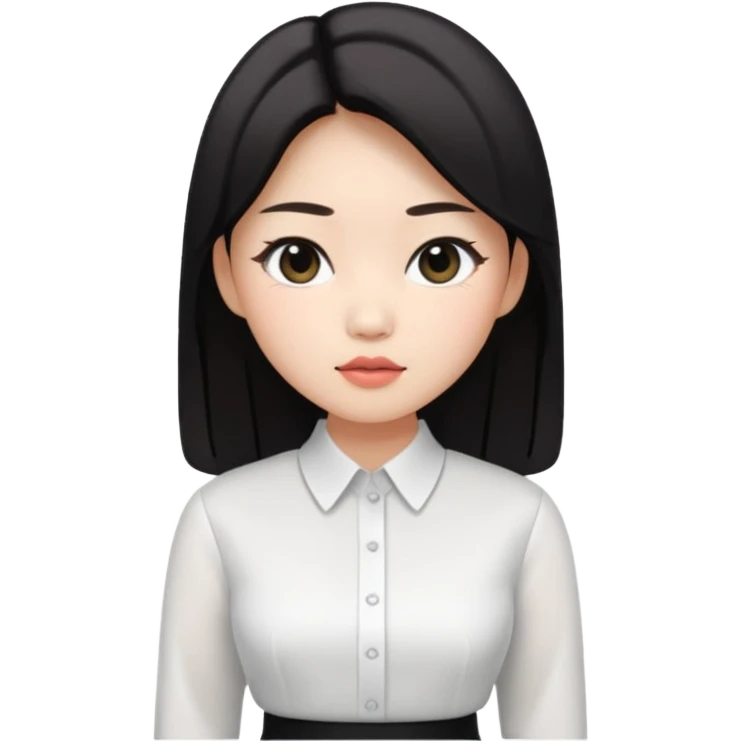 Jennie Kim, medium shot, in a white blouse and pencil skirt emoji