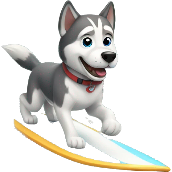 husky dog surfing emoji