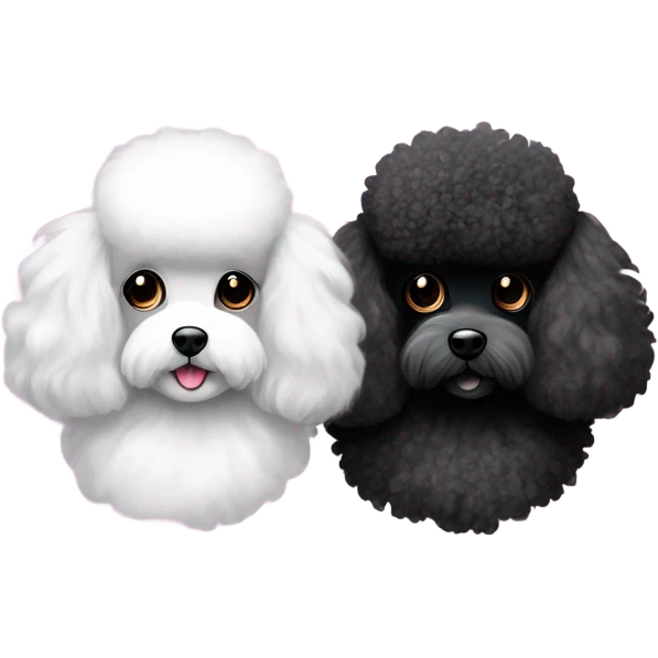 Black poodle and white Maltese with Valentines  emoji