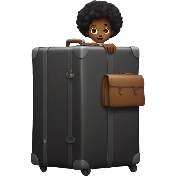 Black Girl hiding in her brothers suit case for Panama  emoji
