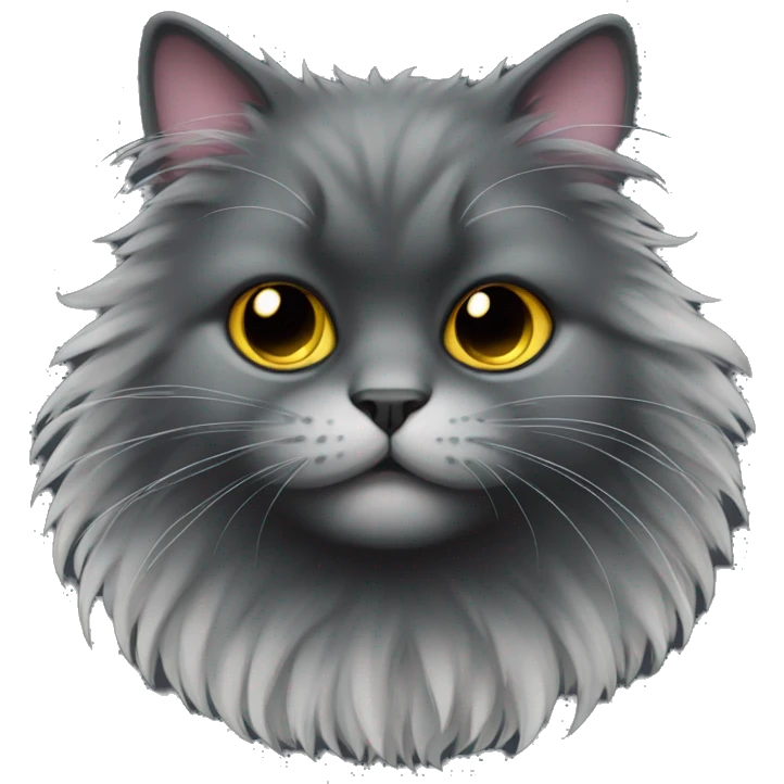 Dark coloured fluffy cat emoji