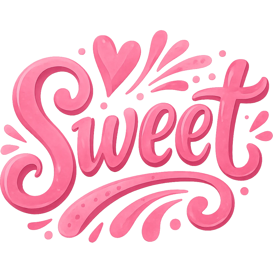 the word 'sweet' in a creative, pink-themed style, remove background emoji