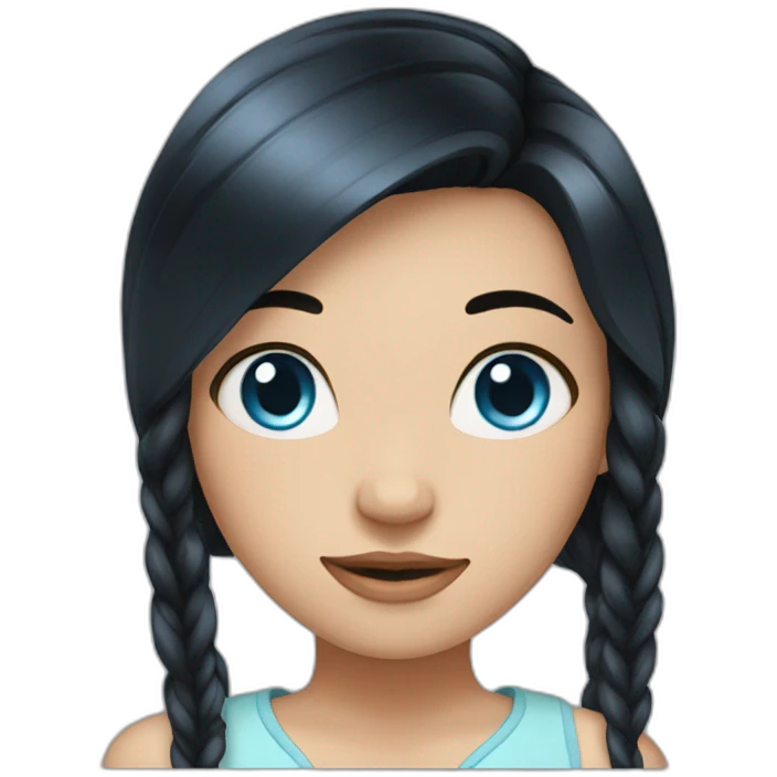 Girl with black hair and blue eyes and her hair is tied emoji