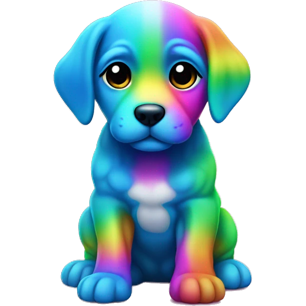 neon rainbow puppy emoji
