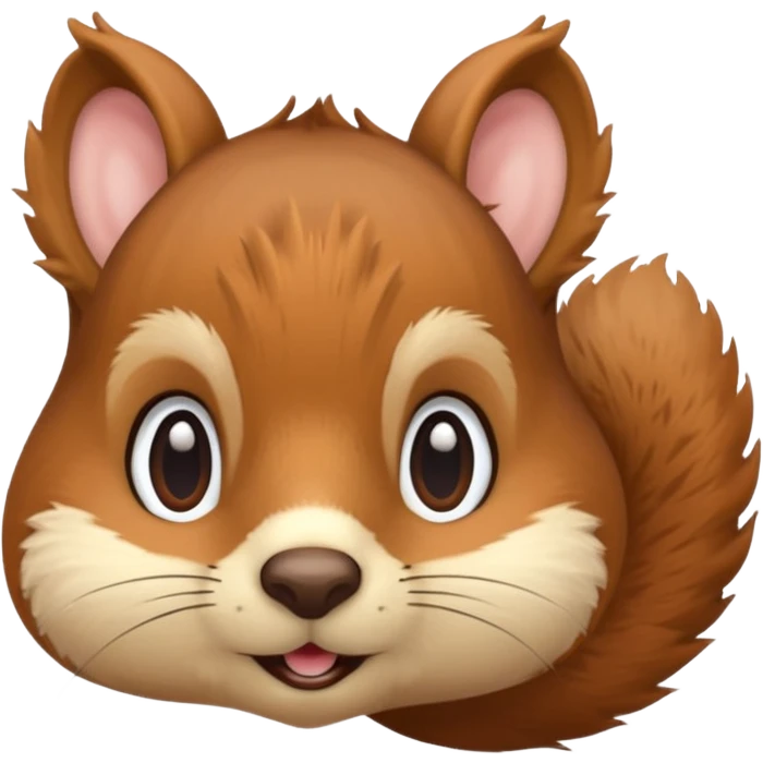 Squirrel face emoji with tail behind it emoji